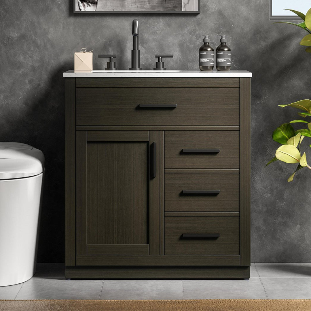 32 Inch Single Bathroom Vanity In Mocha Brown Mocha Brown Finish - KITCHEN & BATH by Joshua Marshal