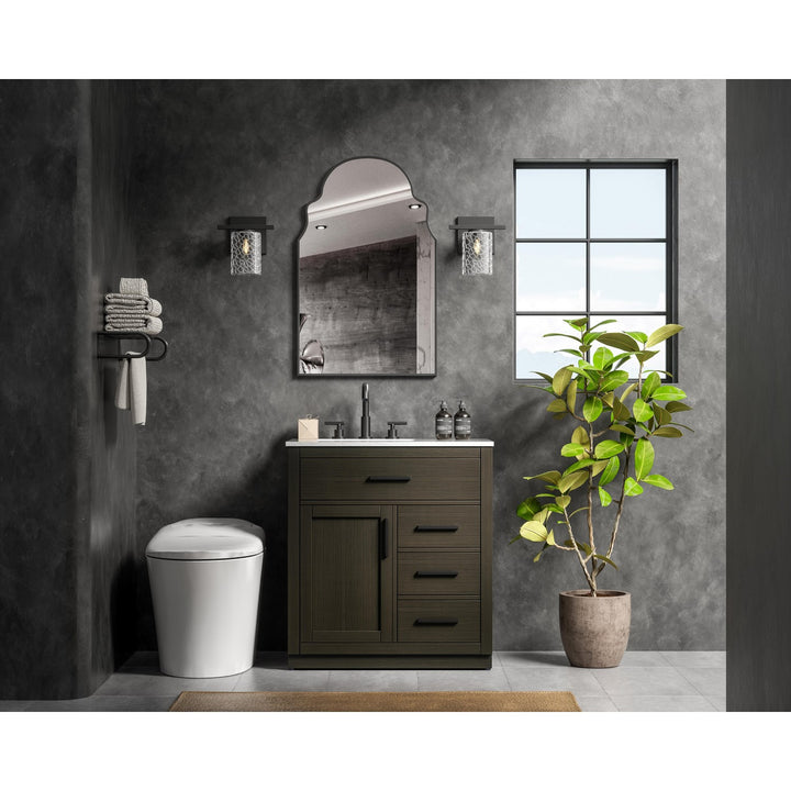 32 Inch Single Bathroom Vanity In Mocha Brown - View 2 - Joshua Marshal