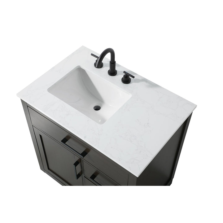 32 Inch Single Bathroom Vanity In Mocha Brown - View 5 - Joshua Marshal