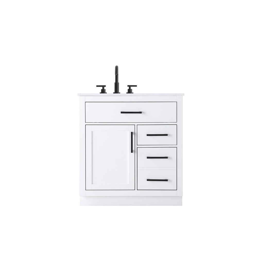 32 Inch Single Bathroom Vanity In White - View 3 - Joshua Marshal