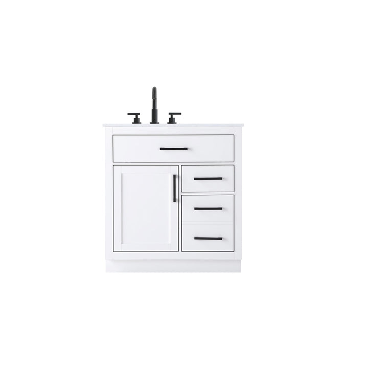 32 Inch Single Bathroom Vanity In White - View 3 - Joshua Marshal