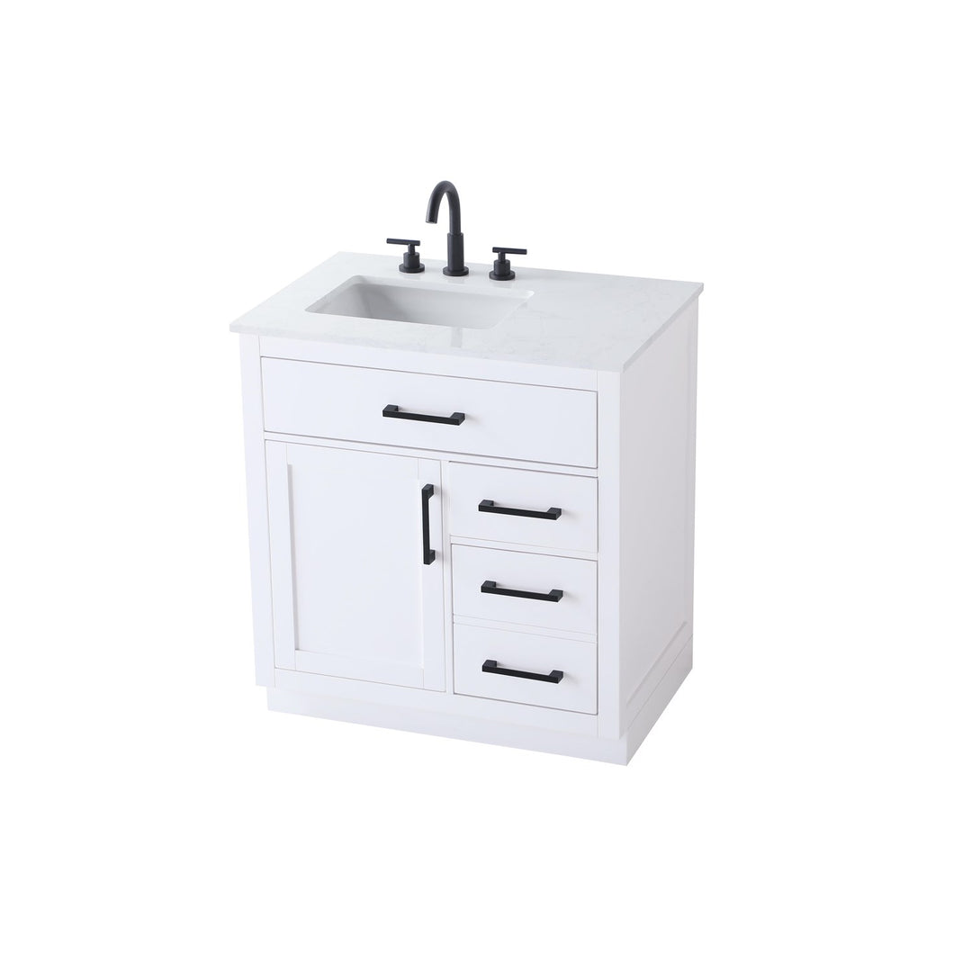 32 Inch Single Bathroom Vanity In White - View 4 - Joshua Marshal