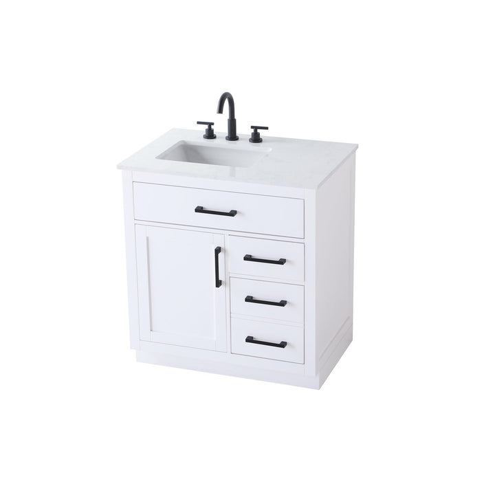 32 Inch Single Bathroom Vanity In White - View 4 - Joshua Marshal