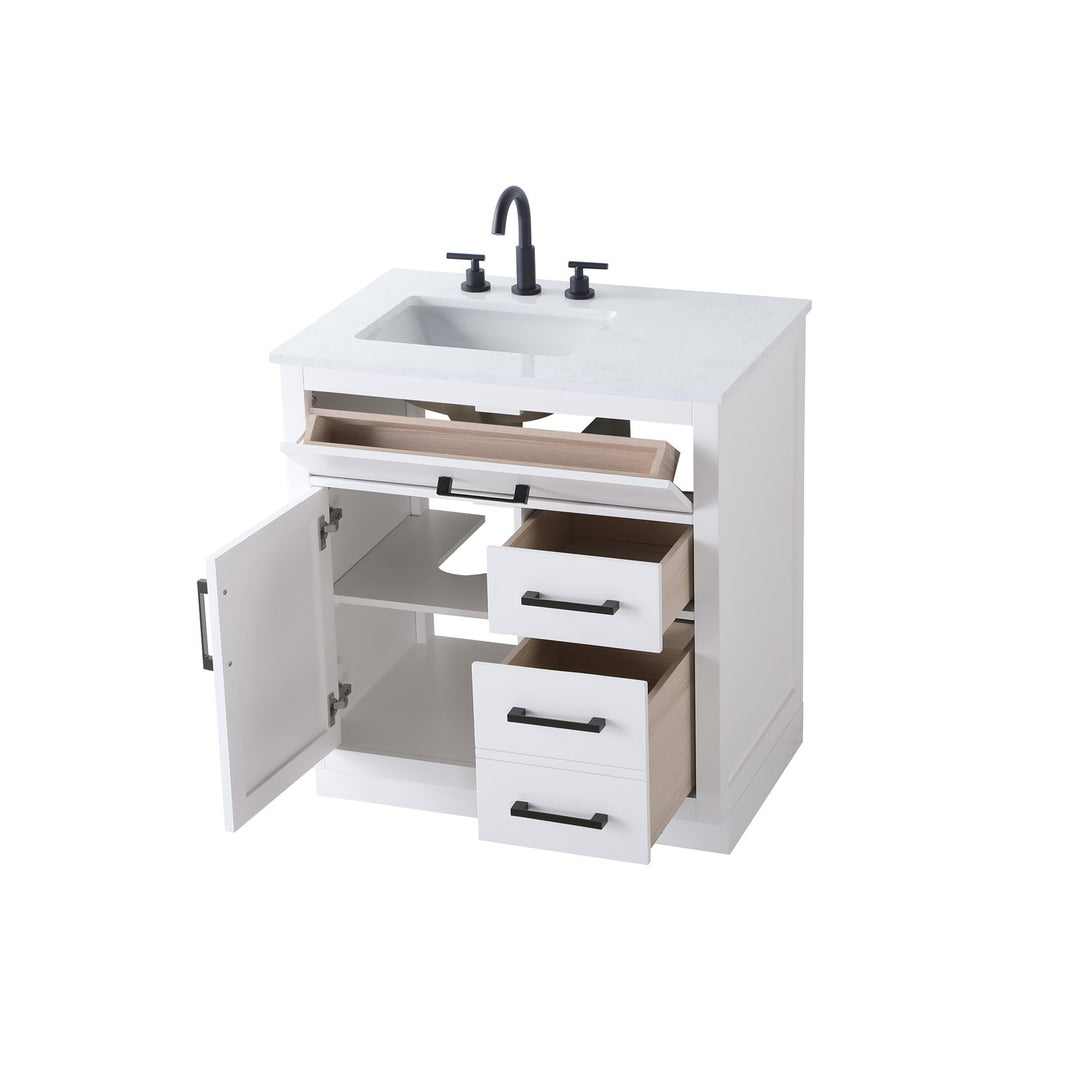 32 Inch Single Bathroom Vanity In White - View 5 - Joshua Marshal