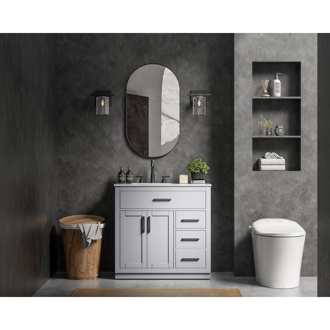 36 Inch Single Bathroom Vanity In Grey - View 2 - Joshua Marshal