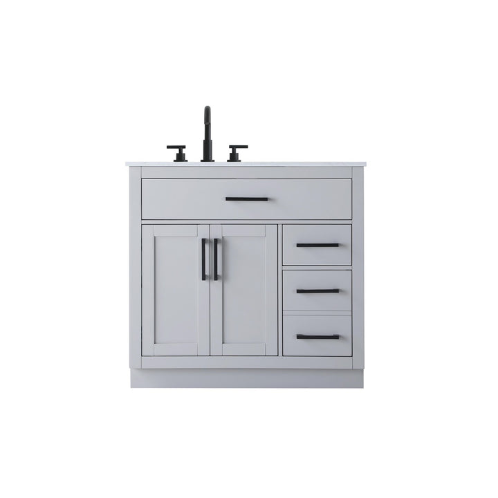 36 Inch Single Bathroom Vanity In Grey - View 3 - Joshua Marshal