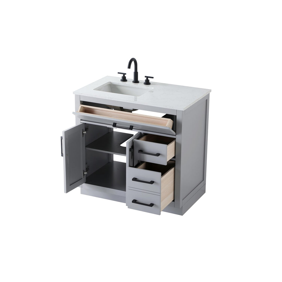 36 Inch Single Bathroom Vanity In Grey - View 4 - Joshua Marshal