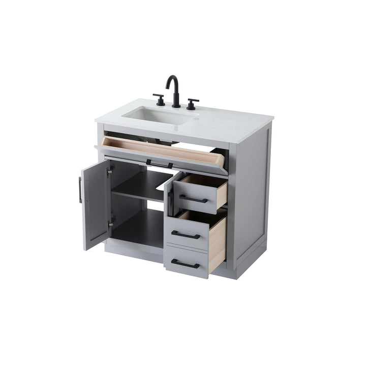 36 Inch Single Bathroom Vanity In Grey - View 4 - Joshua Marshal