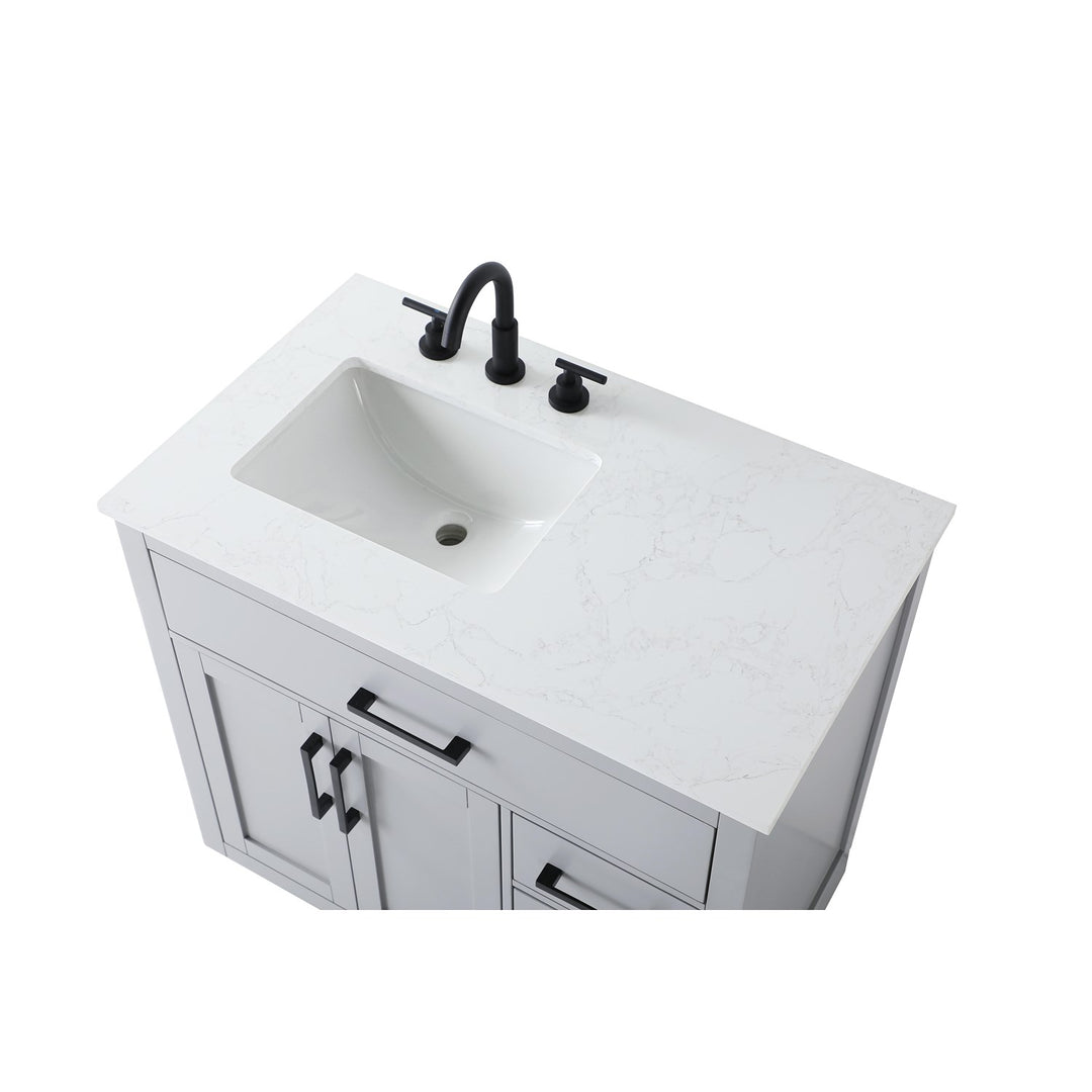 36 Inch Single Bathroom Vanity In Grey - View 5 - Joshua Marshal