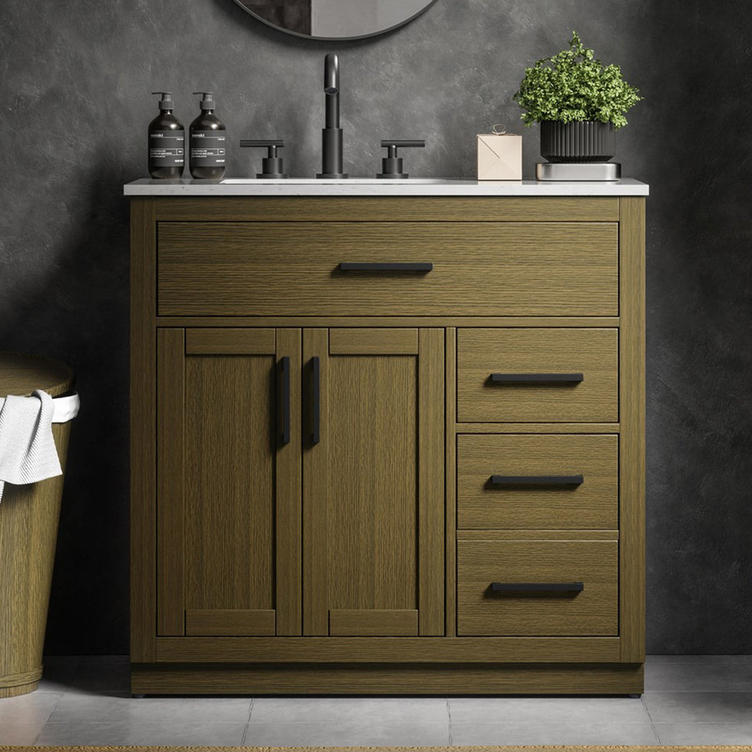 36 Inch Single Bathroom Vanity In Chestnut Brown Chestnut Brown Finish - KITCHEN & BATH by Joshua Marshal