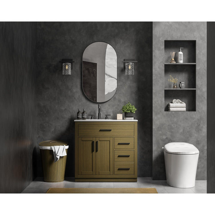 36 Inch Single Bathroom Vanity In Chestnut Brown - View 2 - Joshua Marshal