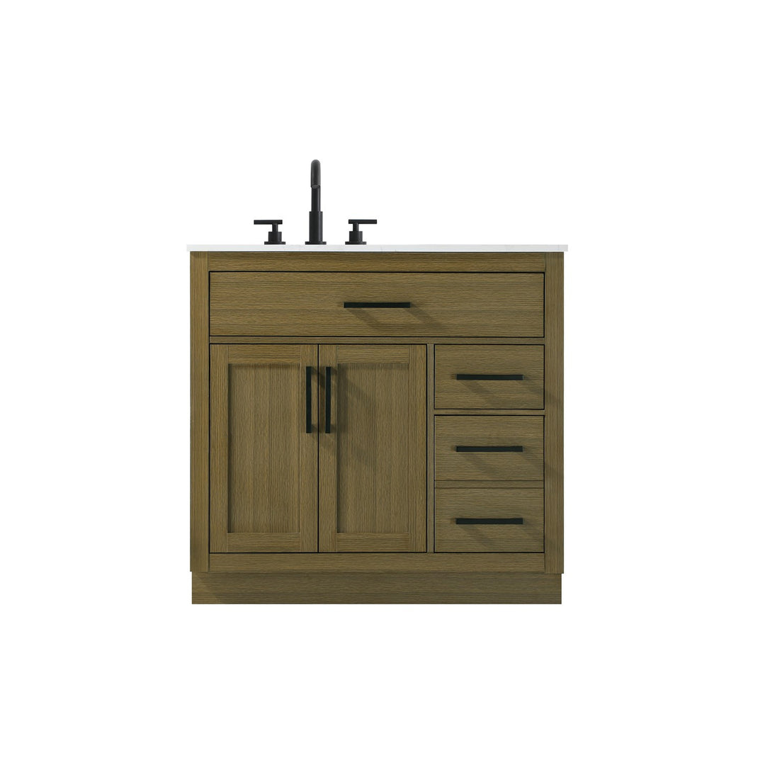 36 Inch Single Bathroom Vanity In Chestnut Brown - View 3 - Joshua Marshal