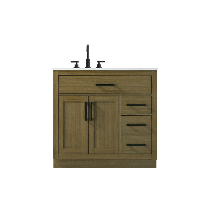36 Inch Single Bathroom Vanity In Chestnut Brown - View 3 - Joshua Marshal