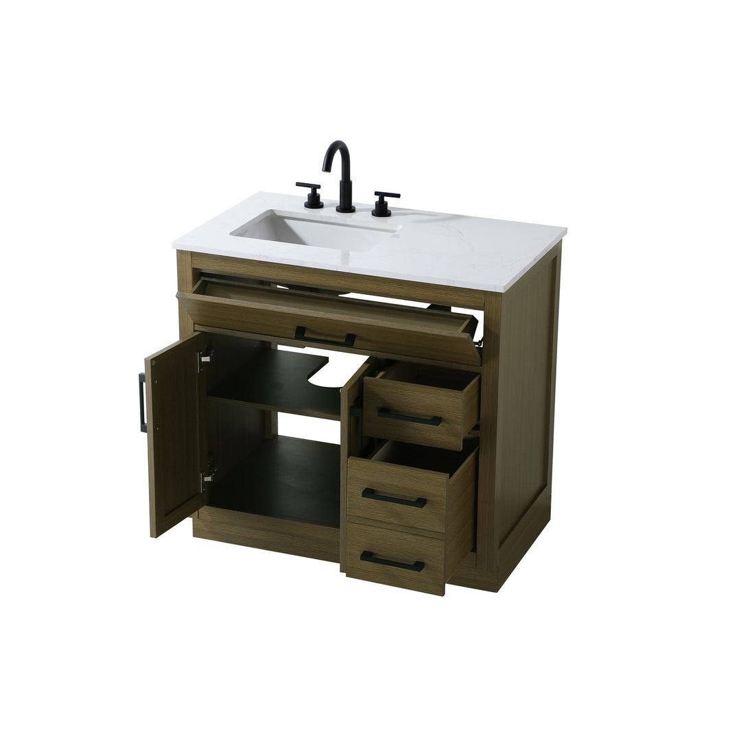 36 Inch Single Bathroom Vanity In Chestnut Brown - View 4 - Joshua Marshal