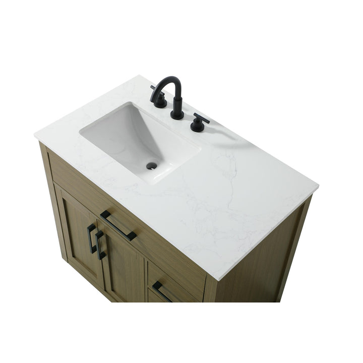 36 Inch Single Bathroom Vanity In Chestnut Brown - View 5 - Joshua Marshal