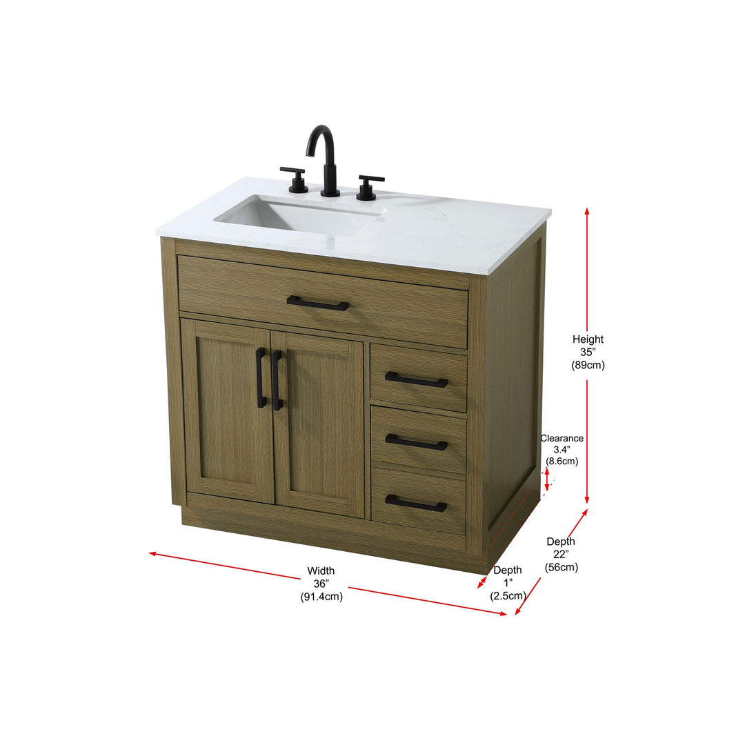 36 Inch Single Bathroom Vanity In Chestnut Brown - View 6 - Joshua Marshal