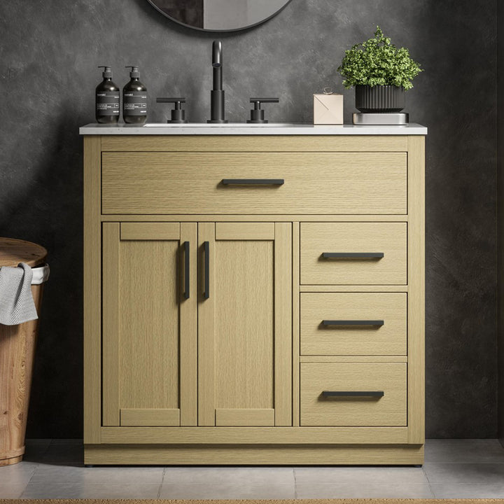 36 Inch Single Bathroom Vanity In Honey Brown Honey Brown Finish - KITCHEN & BATH by Joshua Marshal