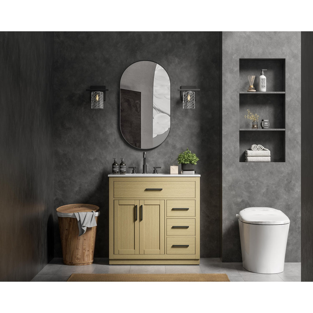 36 Inch Single Bathroom Vanity In Honey Brown - View 2 - Joshua Marshal