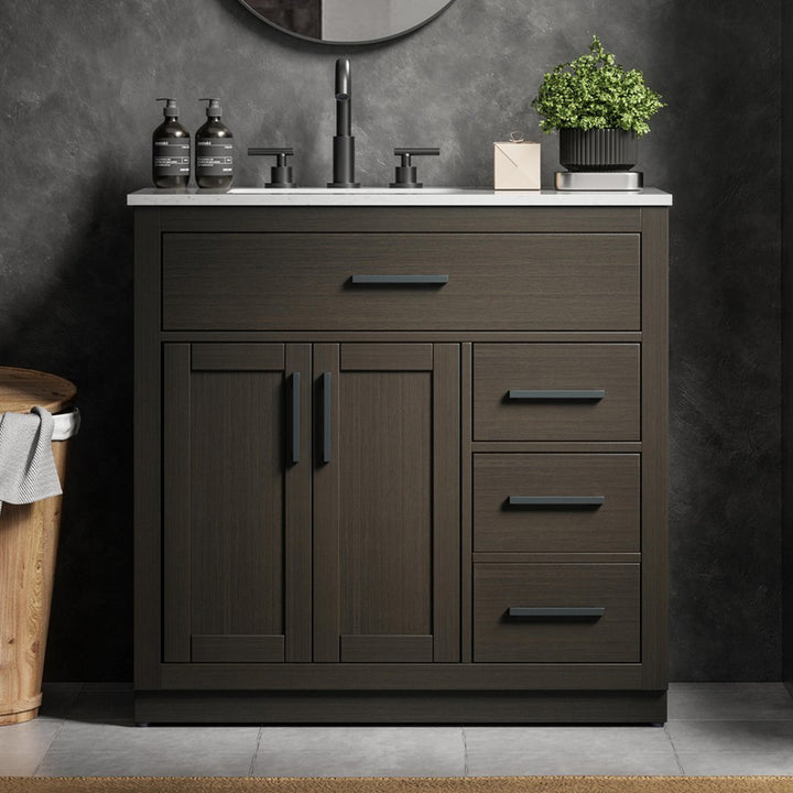 36 Inch Single Bathroom Vanity In Mocha Brown Mocha Brown Finish - KITCHEN & BATH by Joshua Marshal