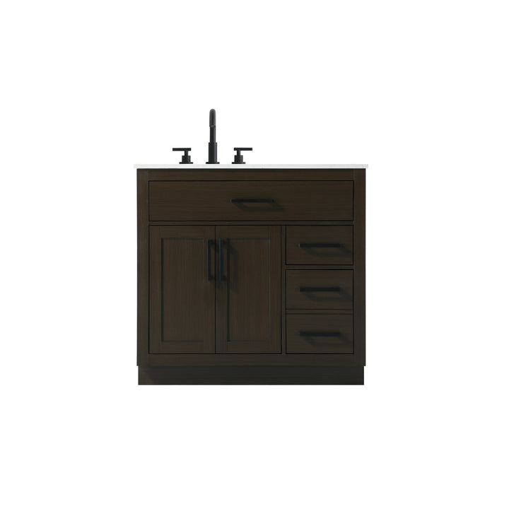 36 Inch Single Bathroom Vanity In Mocha Brown - View 3 - Joshua Marshal