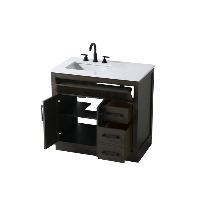 36 Inch Single Bathroom Vanity In Mocha Brown - View 4 - Joshua Marshal