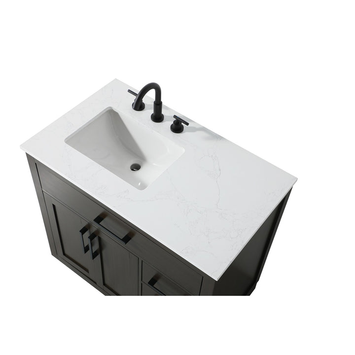 36 Inch Single Bathroom Vanity In Mocha Brown - View 5 - Joshua Marshal