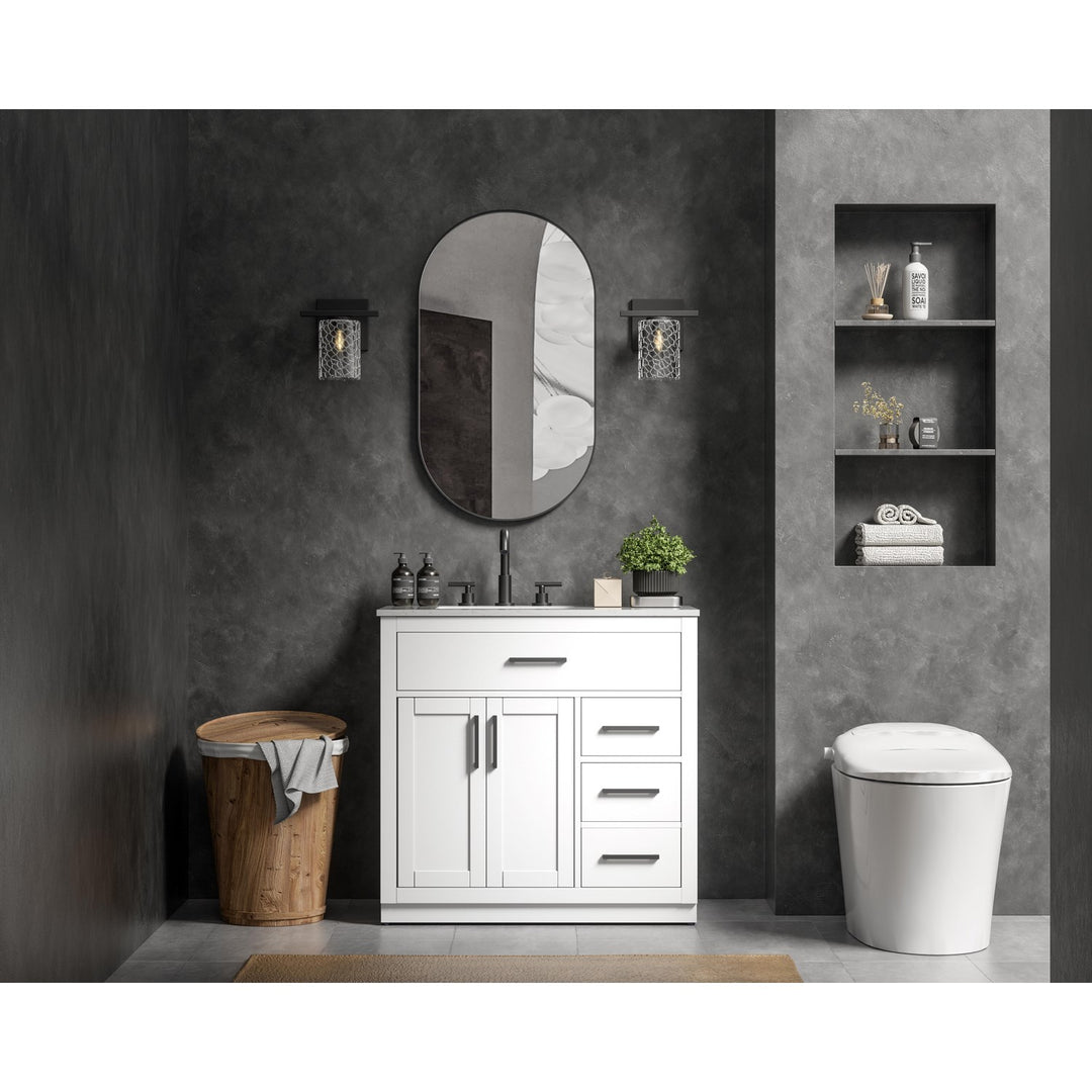 36 Inch Single Bathroom Vanity In White - View 2 - Joshua Marshal