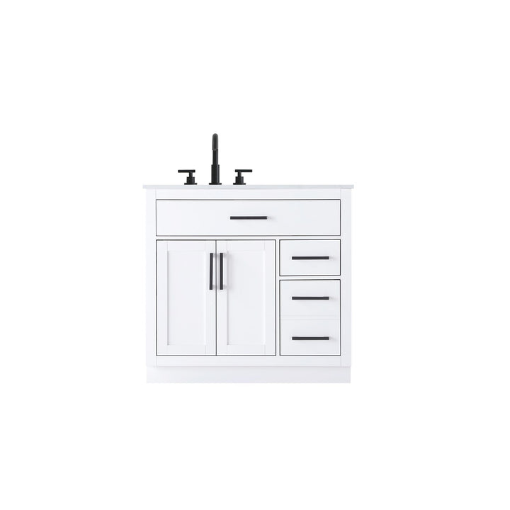 36 Inch Single Bathroom Vanity In White - View 3 - Joshua Marshal