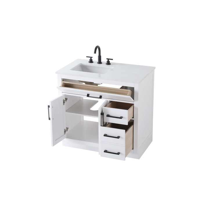 36 Inch Single Bathroom Vanity In White - View 4 - Joshua Marshal