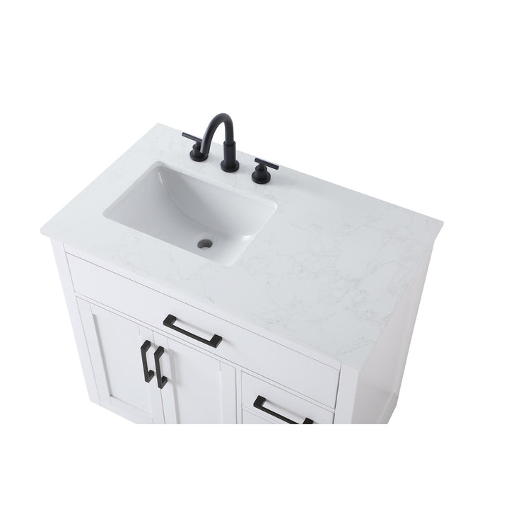 36 Inch Single Bathroom Vanity In White - View 5 - Joshua Marshal
