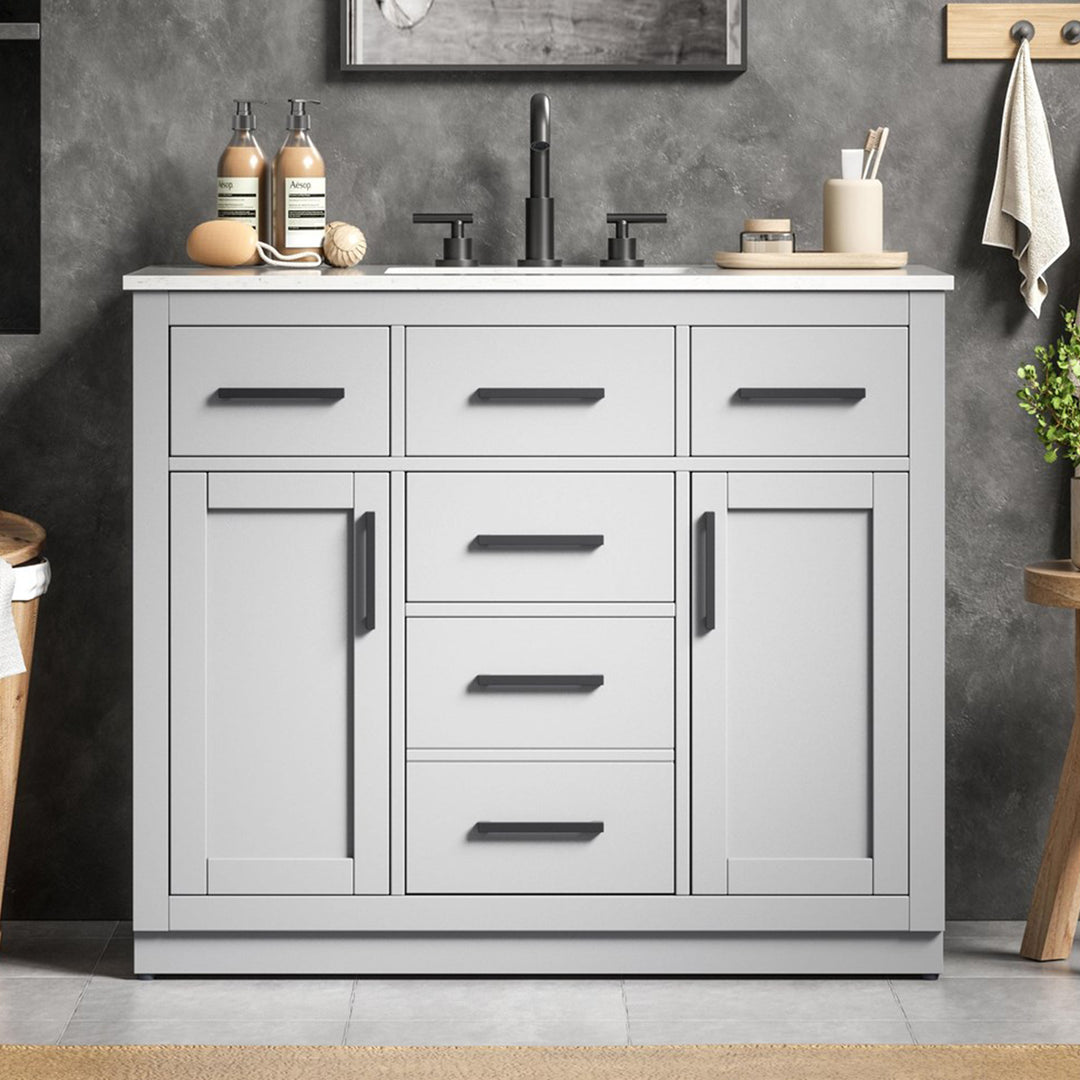 42 Inch Single Bathroom Vanity In Grey Grey Finish - KITCHEN & BATH by Joshua Marshal