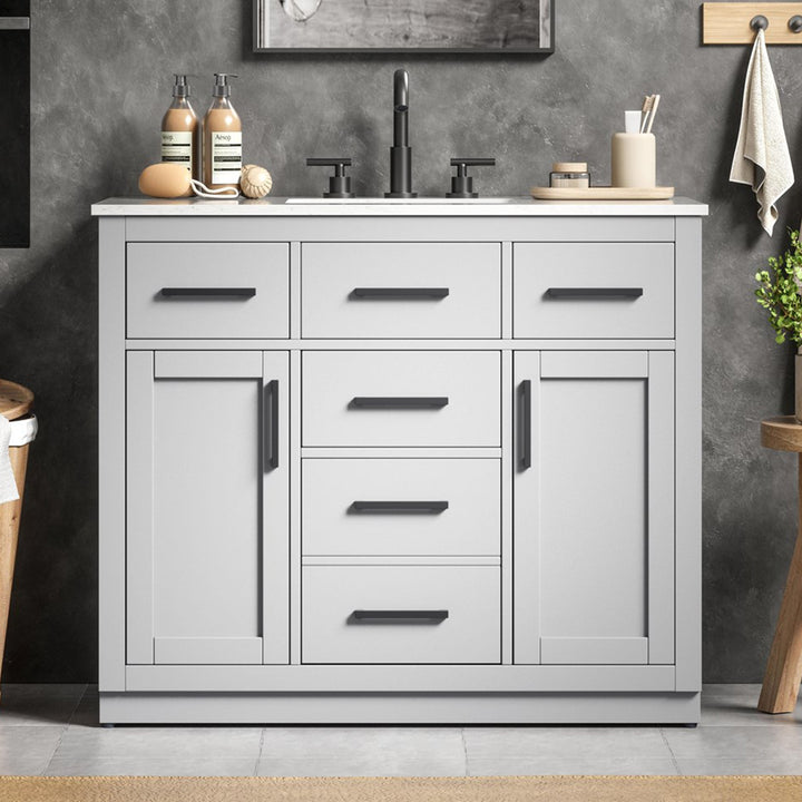 42 Inch Single Bathroom Vanity In Grey Grey Finish - KITCHEN & BATH by Joshua Marshal
