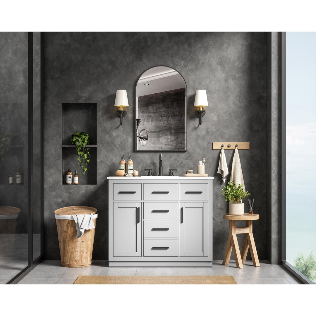 42 Inch Single Bathroom Vanity In Grey - View 2 - Joshua Marshal