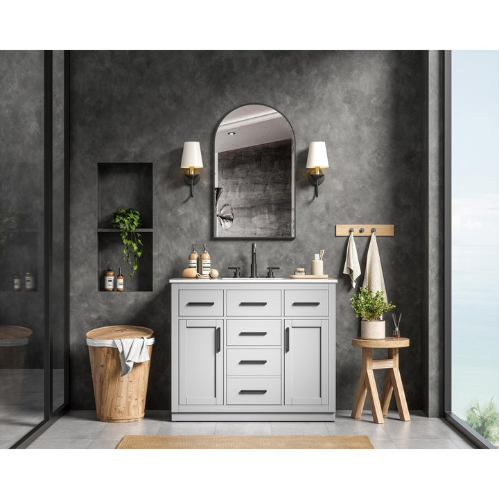 42 Inch Single Bathroom Vanity In Grey - View 2 - Joshua Marshal