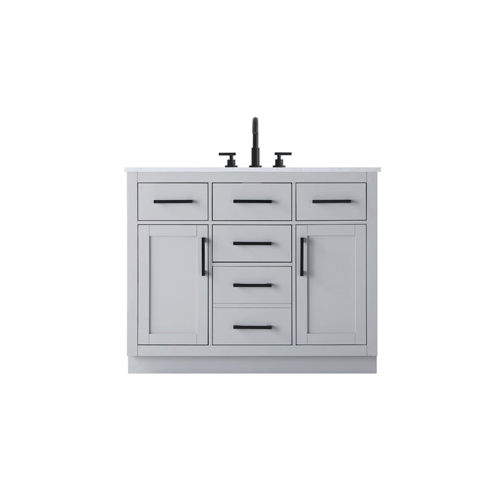 42 Inch Single Bathroom Vanity In Grey - View 3 - Joshua Marshal