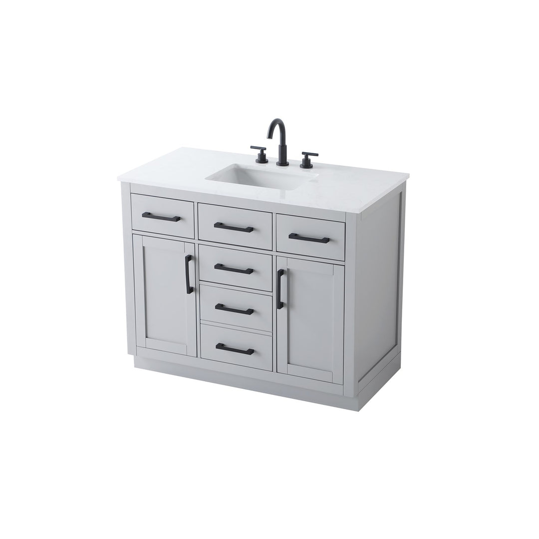 42 Inch Single Bathroom Vanity In Grey - View 4 - Joshua Marshal