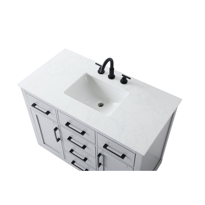 42 Inch Single Bathroom Vanity In Grey - View 5 - Joshua Marshal