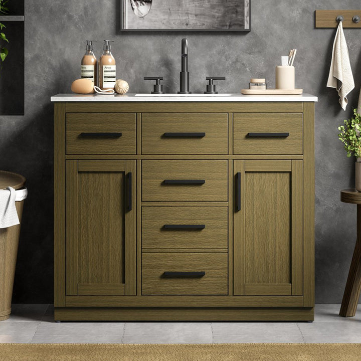 42 Inch Single Bathroom Vanity In Chestnut Brown Chestnut Brown Finish - KITCHEN & BATH by Joshua Marshal