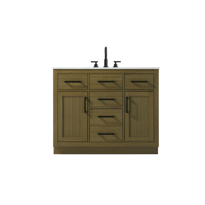42 Inch Single Bathroom Vanity In Chestnut Brown - View 3 - Joshua Marshal