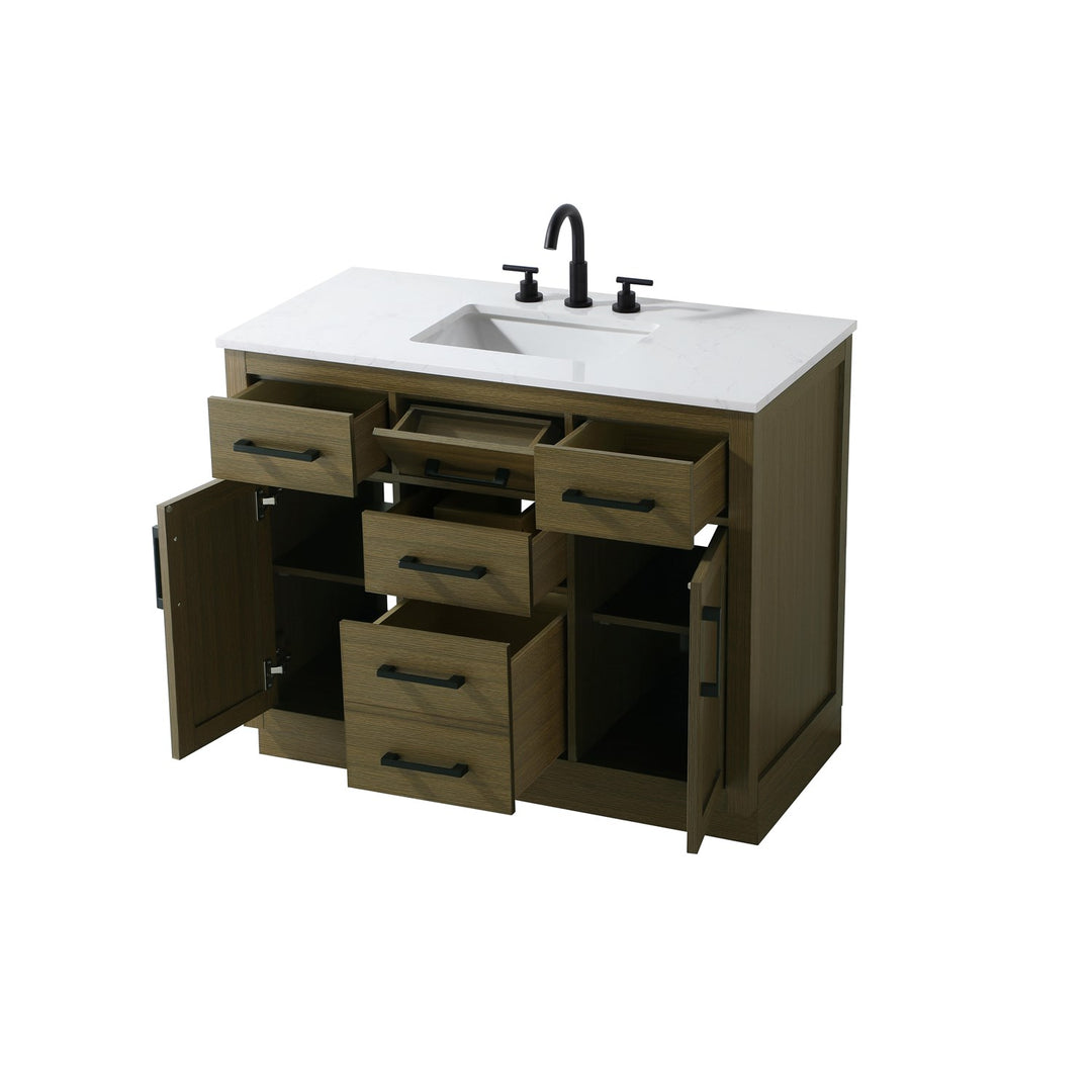 42 Inch Single Bathroom Vanity In Chestnut Brown - View 4 - Joshua Marshal
