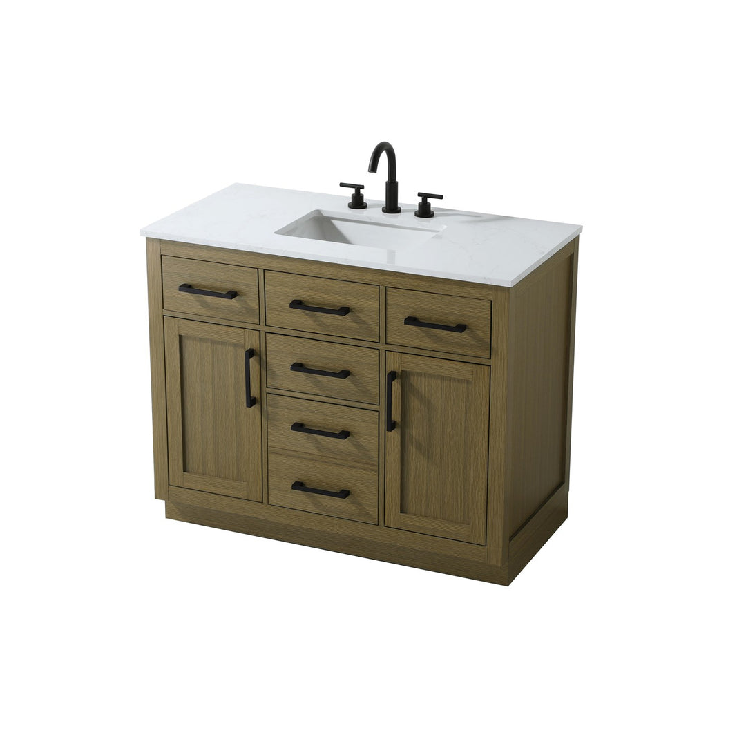 42 Inch Single Bathroom Vanity In Chestnut Brown - View 5 - Joshua Marshal