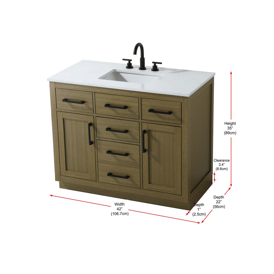 42 Inch Single Bathroom Vanity In Chestnut Brown - View 6 - Joshua Marshal