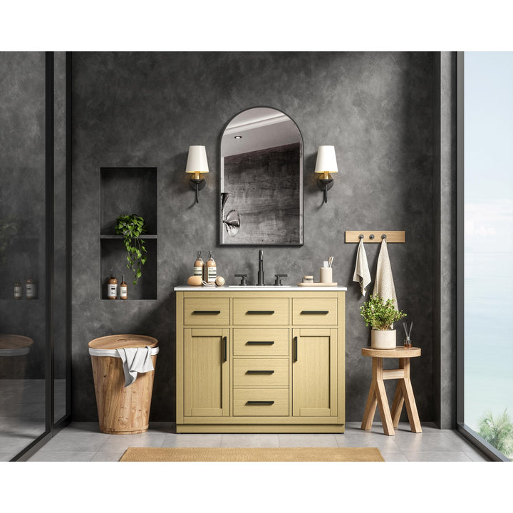 42 Inch Single Bathroom Vanity In Honey Brown - View 2 - Joshua Marshal
