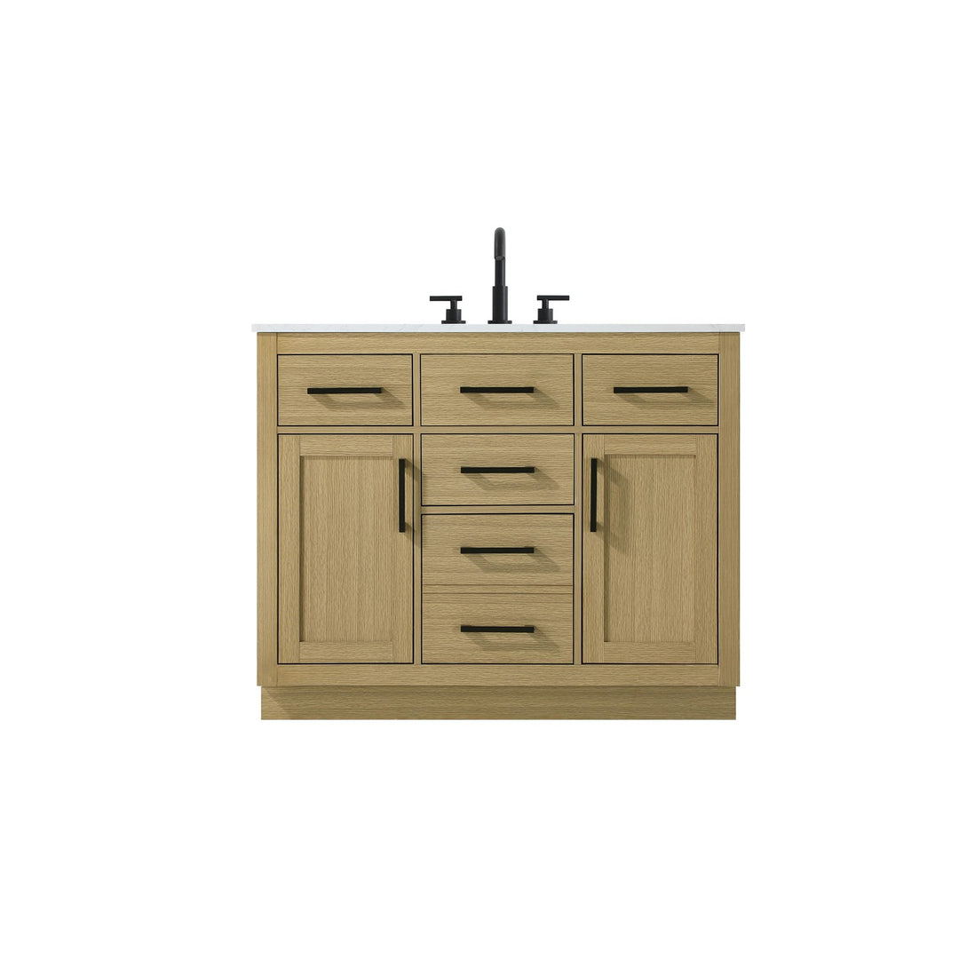 42 Inch Single Bathroom Vanity In Honey Brown - View 3 - Joshua Marshal
