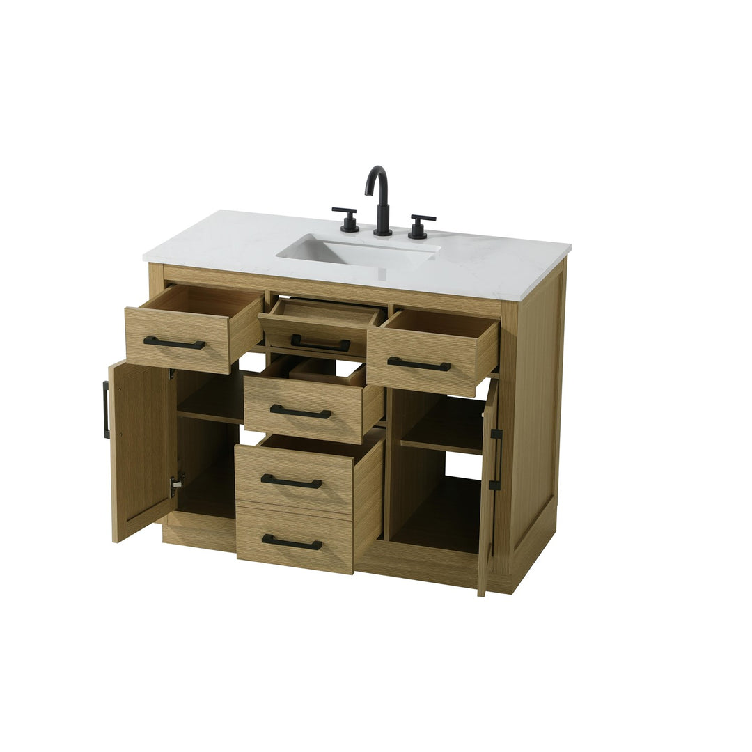 42 Inch Single Bathroom Vanity In Honey Brown - View 4 - Joshua Marshal