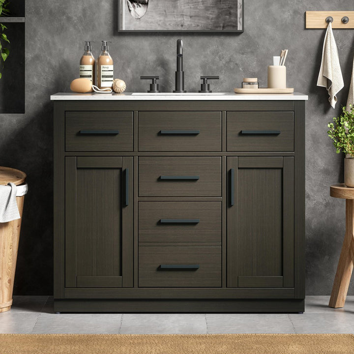 42 Inch Single Bathroom Vanity In Mocha Brown Mocha Brown Finish - KITCHEN & BATH by Joshua Marshal