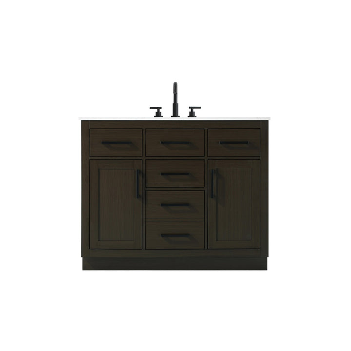 42 Inch Single Bathroom Vanity In Mocha Brown - View 3 - Joshua Marshal