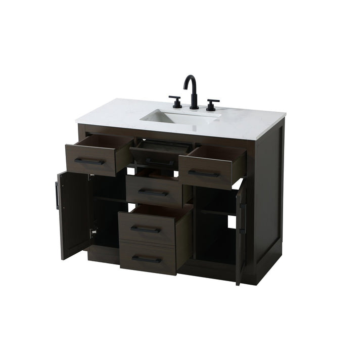 42 Inch Single Bathroom Vanity In Mocha Brown - View 4 - Joshua Marshal