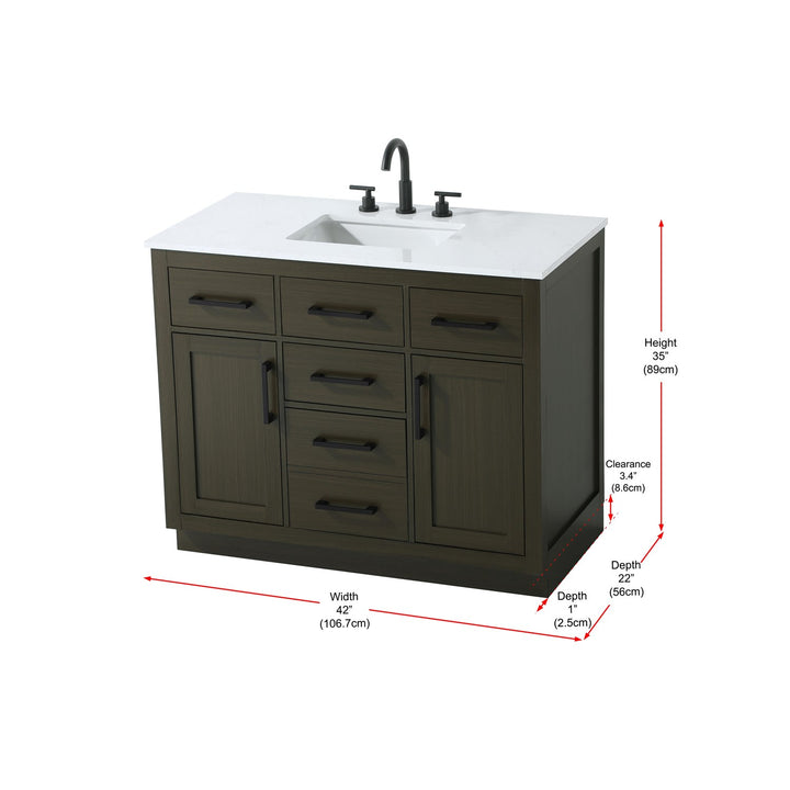 42 Inch Single Bathroom Vanity In Mocha Brown - View 6 - Joshua Marshal