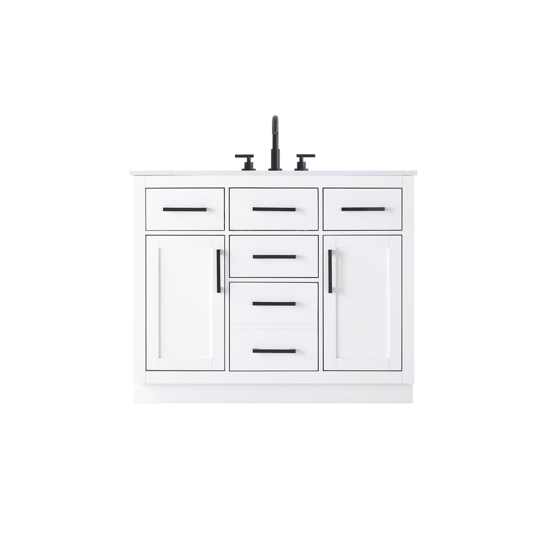 42 Inch Single Bathroom Vanity In White - View 3 - Joshua Marshal
